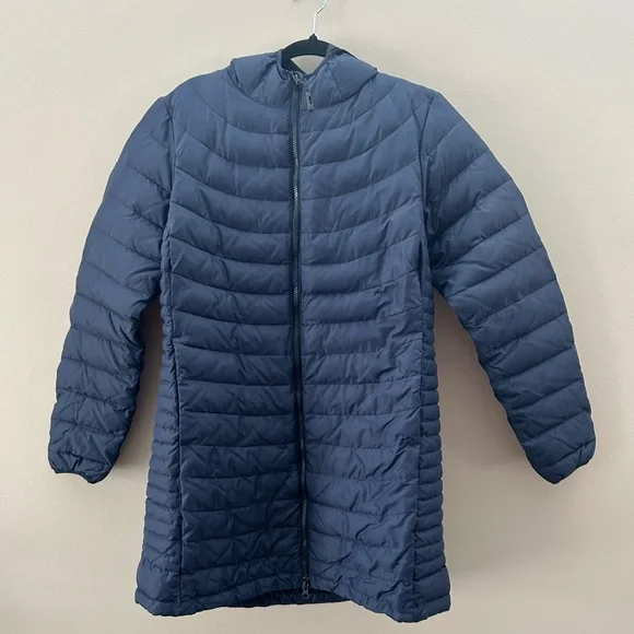 Wind River NAVY Water Repellent Breathable Puffer Insulated Long Hooded Jacket - Picture 2 of 6